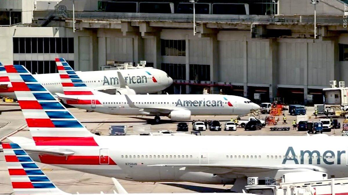 American Airlines planes are shown at the gates of an unidentified airport in this photo from...
