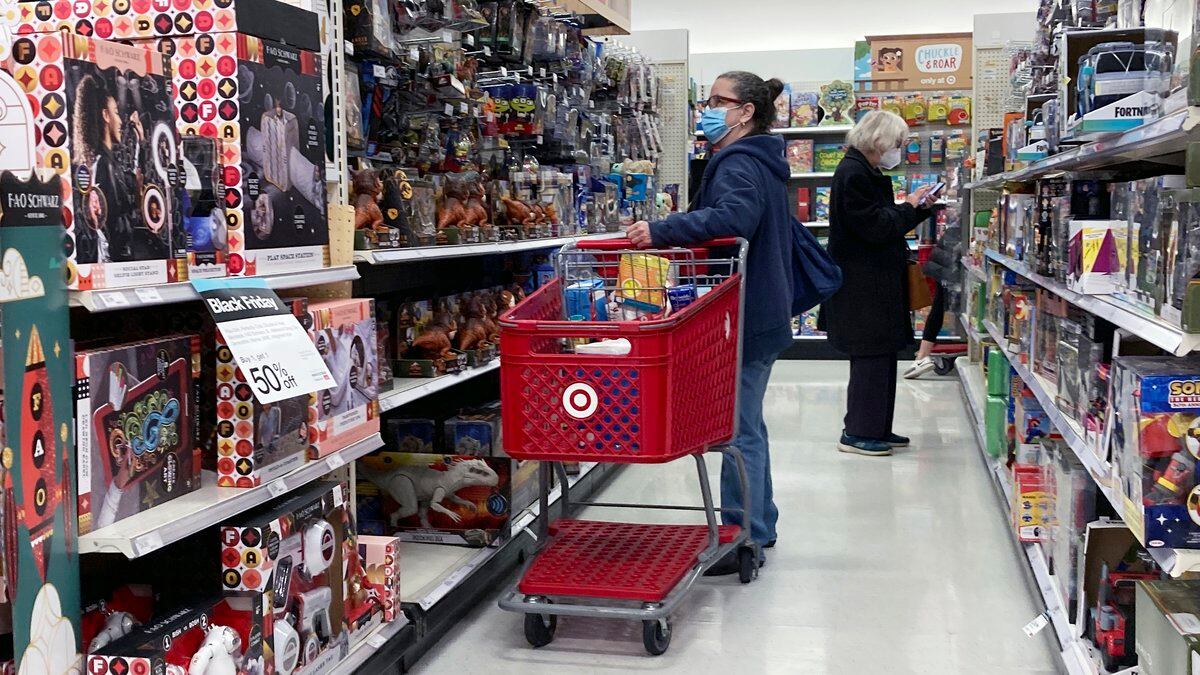 People shop at a Target store in Clifton, New Jersey, on Monday, Nov. 22, 2021.  The nation’s...