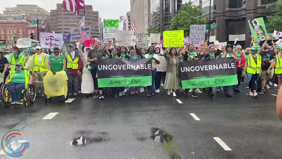 Large crowds protest in Washington, D.C. calling for federal action to guarantee nationwide...