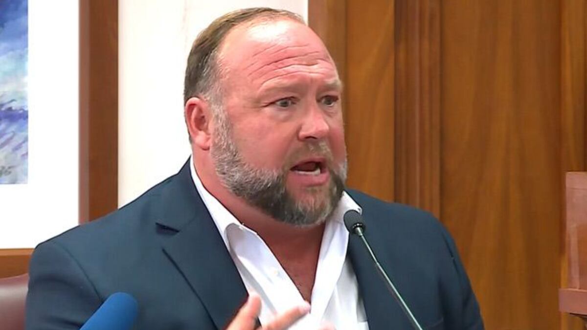 Alex Jones is seen in an Austin, Texas, courtroom on Tuesday.