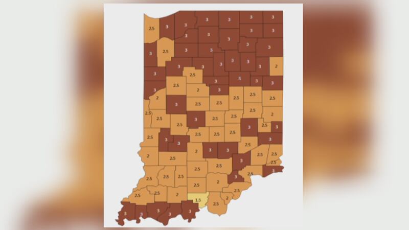 Allen County and Huntington County are now in the red on the state’s “county metrics map,”...