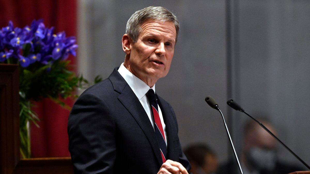 FILE - Tennessee Gov. Bill Lee delivers his State of the State address in the House Chamber of...