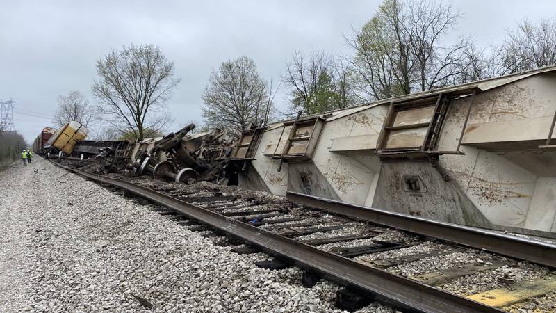 The department says about nine cars were derailed from the tracks at 14615 Winters Road.