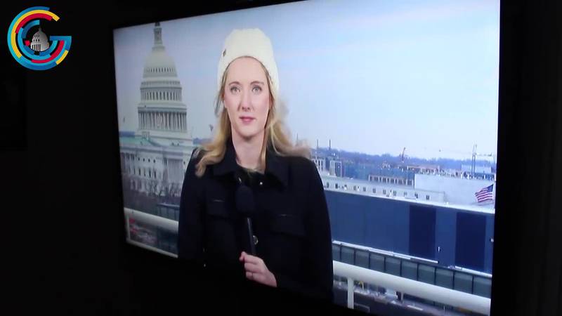Kristin Kapser from the Washington News Bureau reports from the Bureau's roof on Jan. 6, 2021.