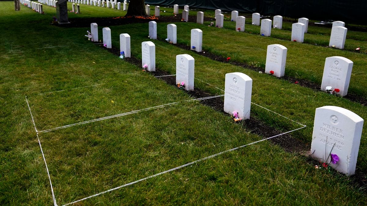 Headstones are seen at the cemetery of the U.S. Army's Carlisle Barracks, Friday, June 10,...