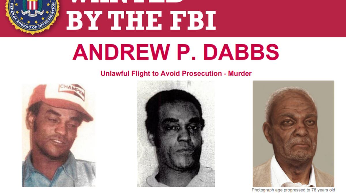 FBI wanted poster for Andrew P. Dabbs, also known as Peter Dabbs