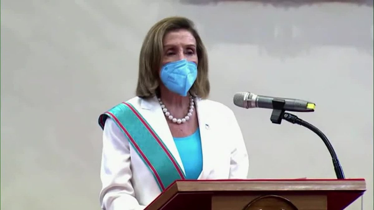 FILE PHOTO - Nancy Pelosi, the first House speaker to visit Taiwan in 25 years, said Wednesday...