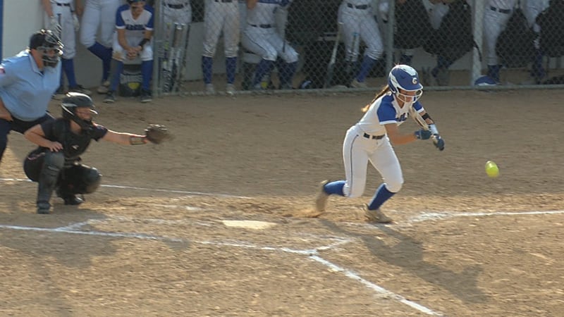 Carroll's London Cupp lays down game-winning bunt in the 5th inning of the Chargers' shutout...