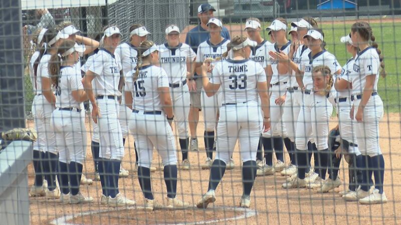 Trine softball ahead of game one of Super Regional action against Case Western on Friday.