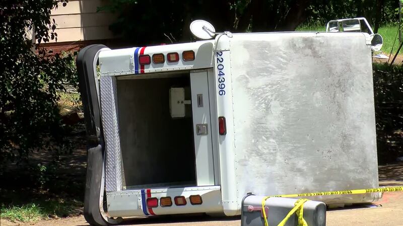 A mail truck turned over during a chase that ended in Jackson neighborhood.