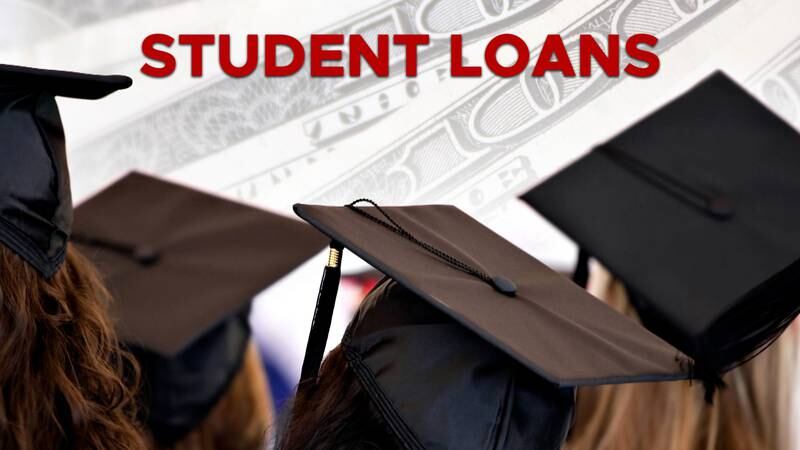 Student Loan graphic with money and graduates