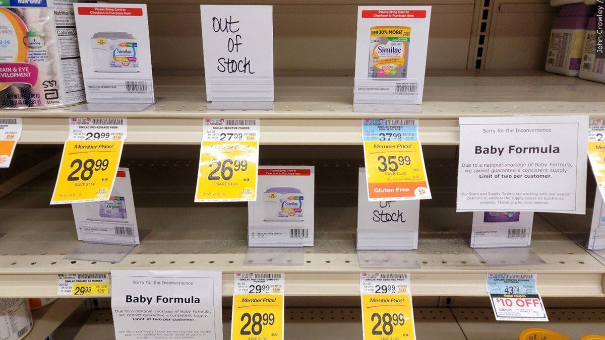 About 20% of all types of baby formula products were out of stock during the week ending July 24.