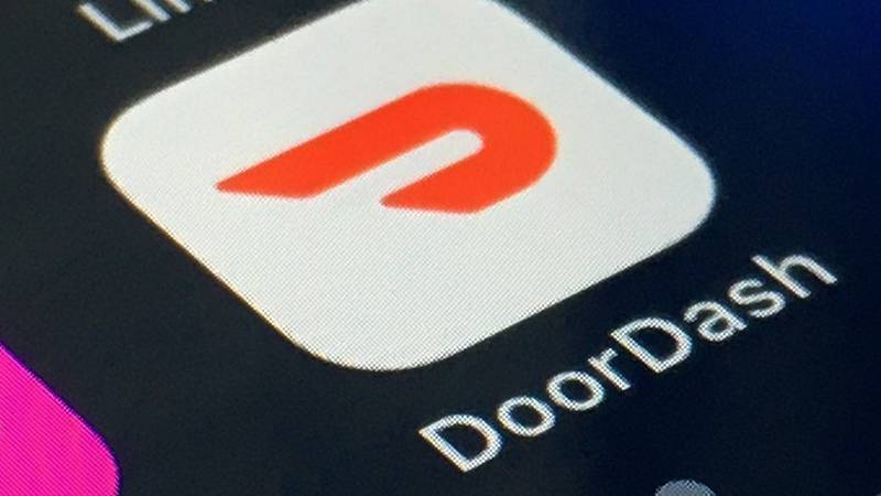 FILE - The DoorDash app is shown on a smartphone on Feb. 27, 2020, in New York.