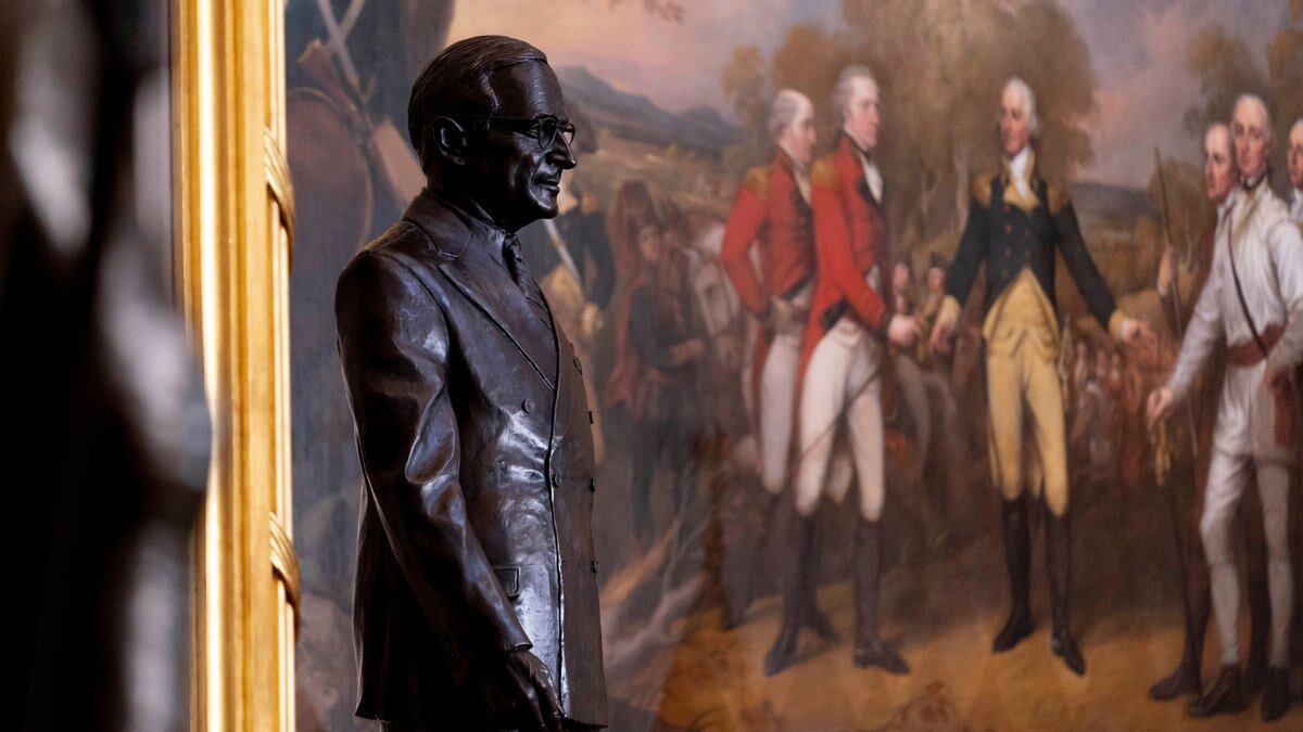 Congressional statue of former President Harry S. Truman is unveiled in the Rotunda of the U.S....