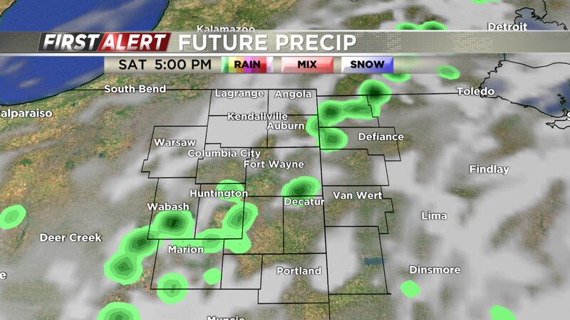 Scattered showers will move in today.