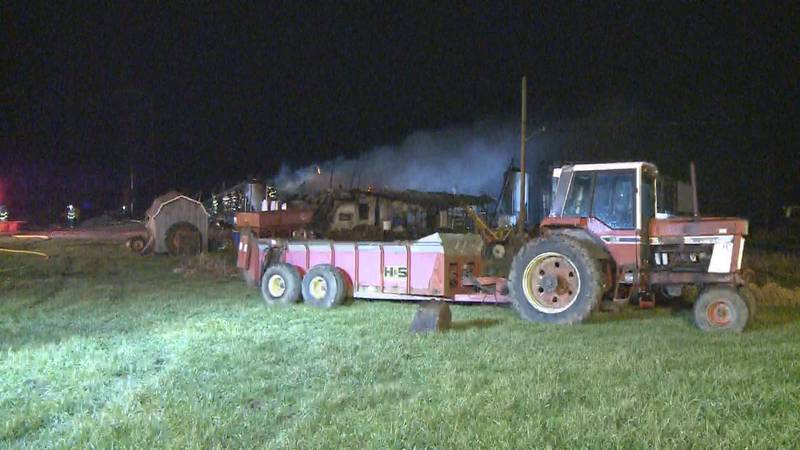 Crews are investigating a barn fire in Plymouth.