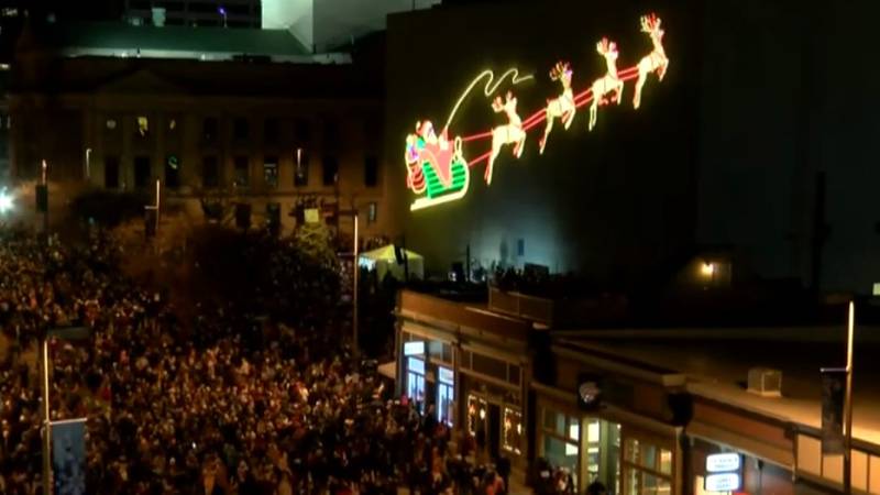 Downtown Fort Wayne illuminated its giant Santa Claus at the annual "Night of Lights" event on...