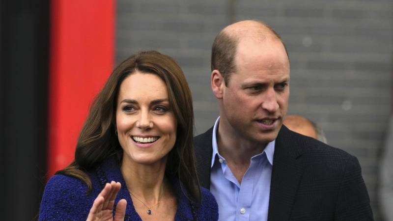 FILE - Britain's Kate, Princess of Wales, and Prince William, Prince of Wales, leave the Copper...