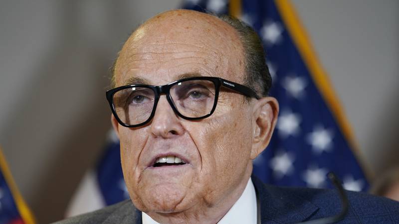 FILE - Former Mayor of New York Rudy Giuliani, a lawyer for President Donald Trump, speaks...