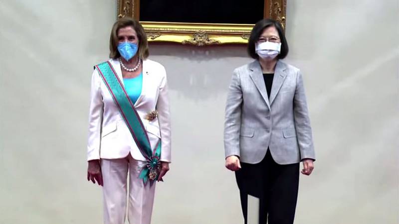 Taiwan's President Tsai Ing-wen, thanking Rep. Nancy Pelosi for her decades of support for the...