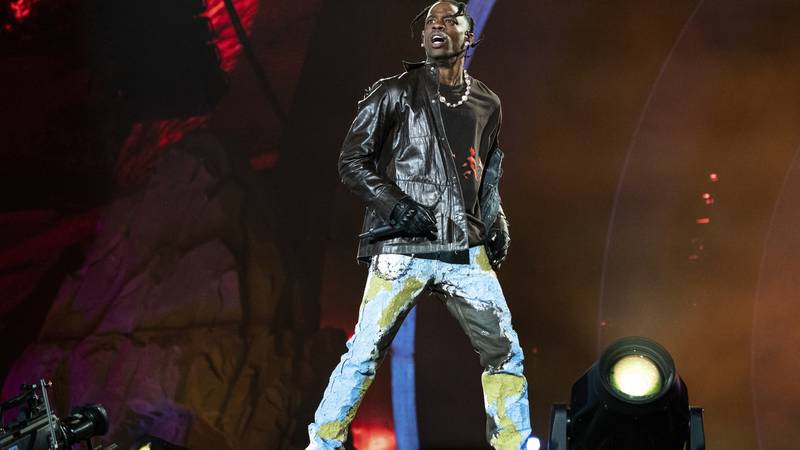 FILE - Travis Scott performs at Day 1 of the Astroworld Music Festival at NRG Park on Friday,...
