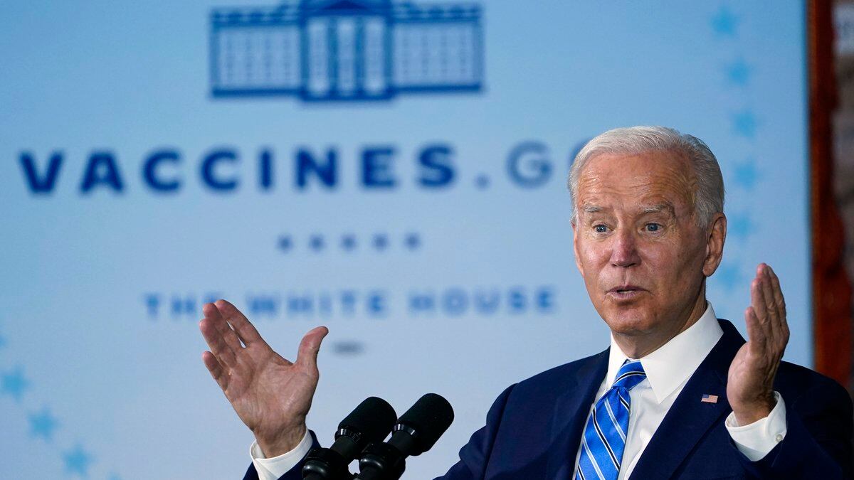 FILE - President Joe Biden speaks about COVID-19 vaccinations after touring a Clayco...
