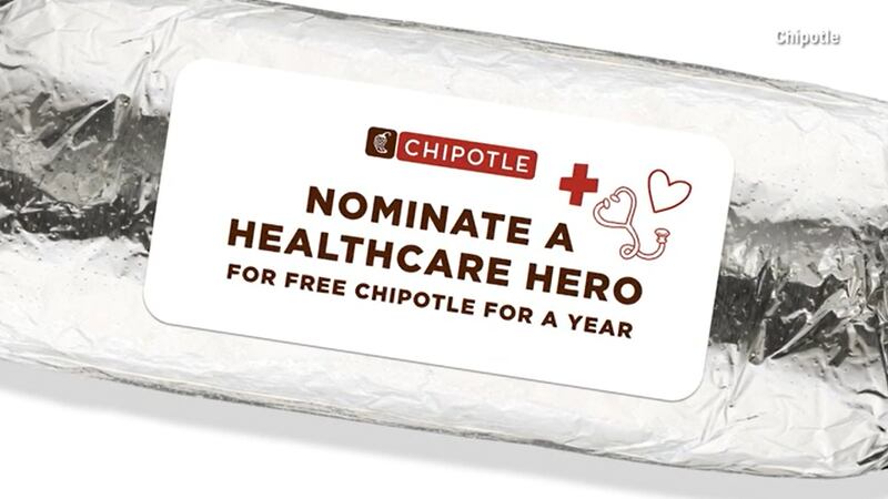 Chipotle wants to give 2,000 healthcare heroes a year's worth of free food.