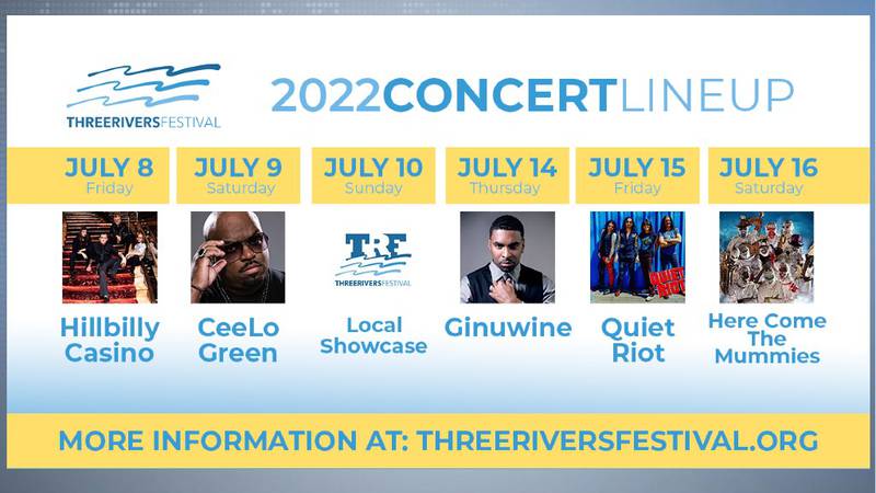 Three Rivers Festival Announces 2022 Concert Lineup