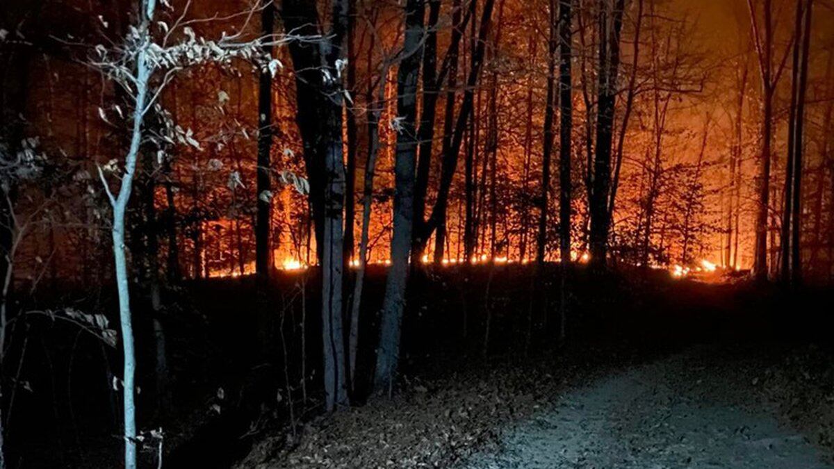 A fire broke out at Brown County State Park on Sunday and continued well into Monday, burning...