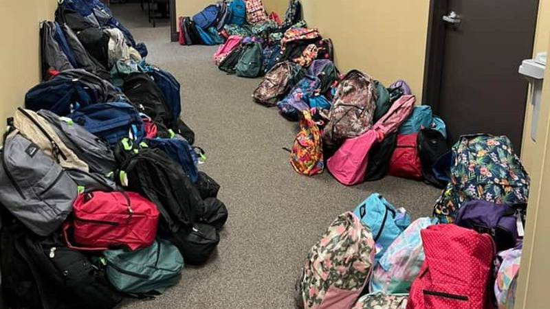 "Getting ready for our annual Book Bag Giveaway event this coming Monday, August 8th at Lawton...