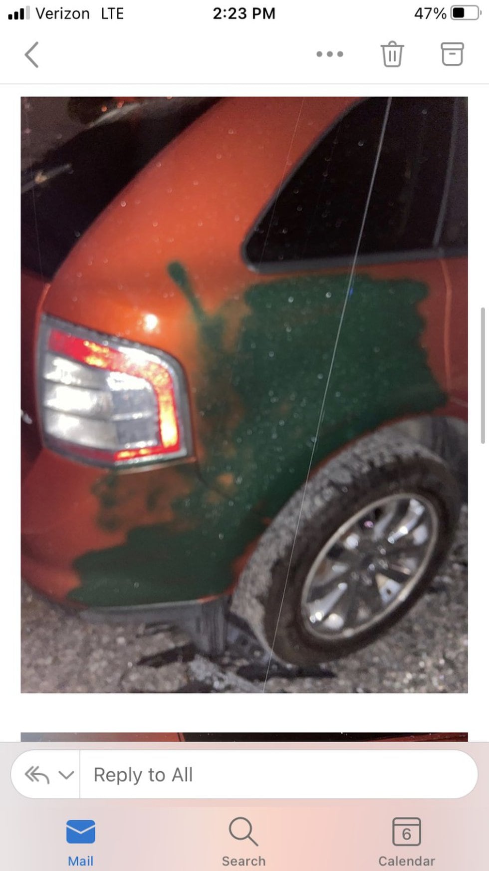 Attempted spray painting of Ford Edge in escape