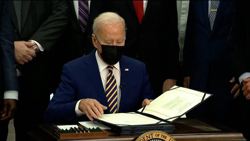 President Joe Biden Tuesday signed four bills aimed at helping veterans.