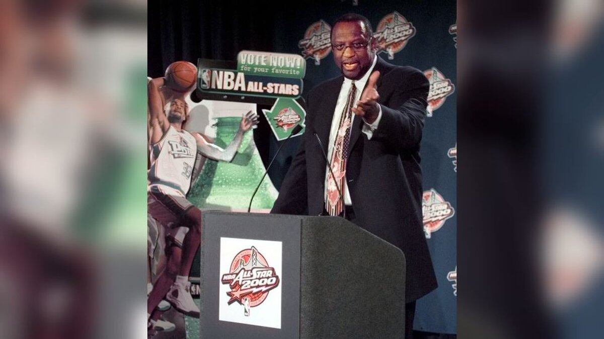 Former Hall of Fame player and coach Bob Lanier, spokesman for NBA's TeamUp, announces that...
