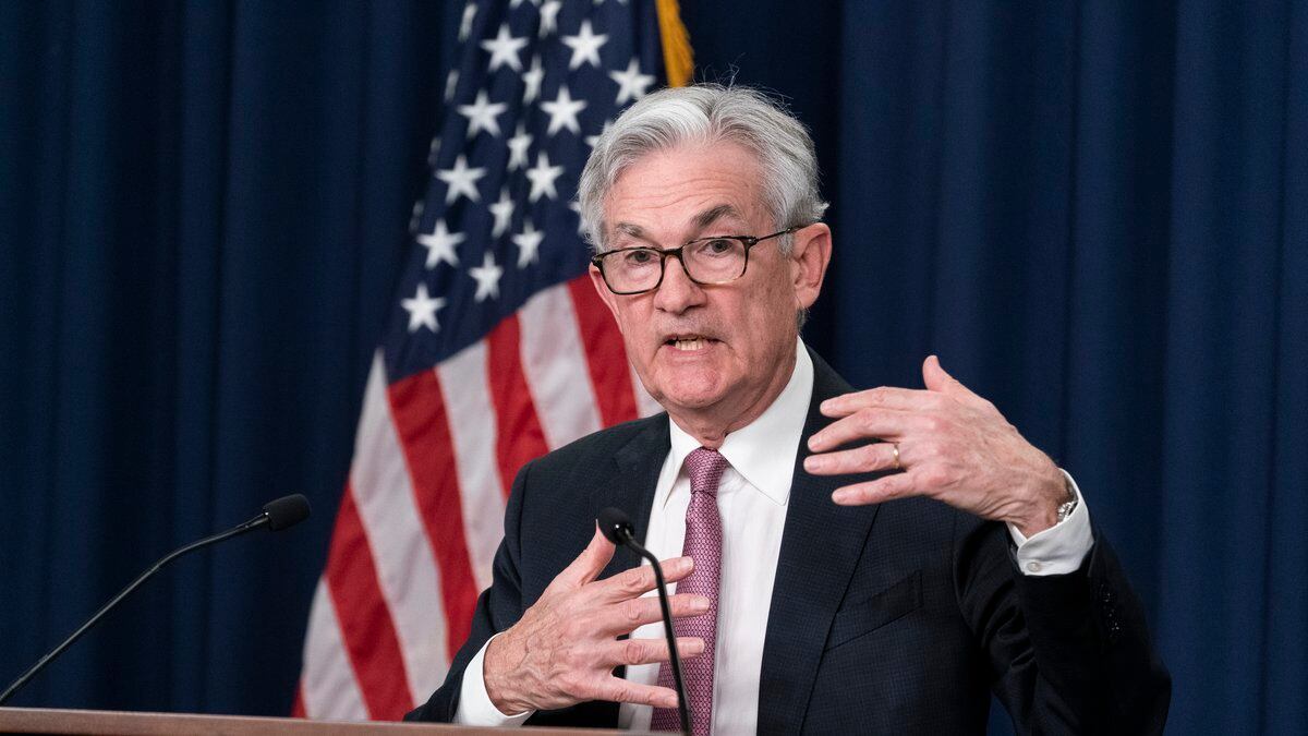 Federal Reserve Board Chair Jerome Powell speaks during a news conference at the Federal...