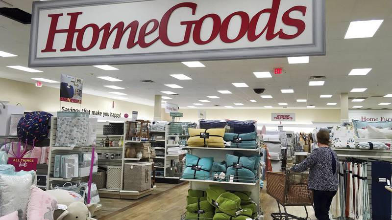 In this Tuesday, May 16, 2017, photo, a shopper pushes a cart inside a HomeGoods store, in...