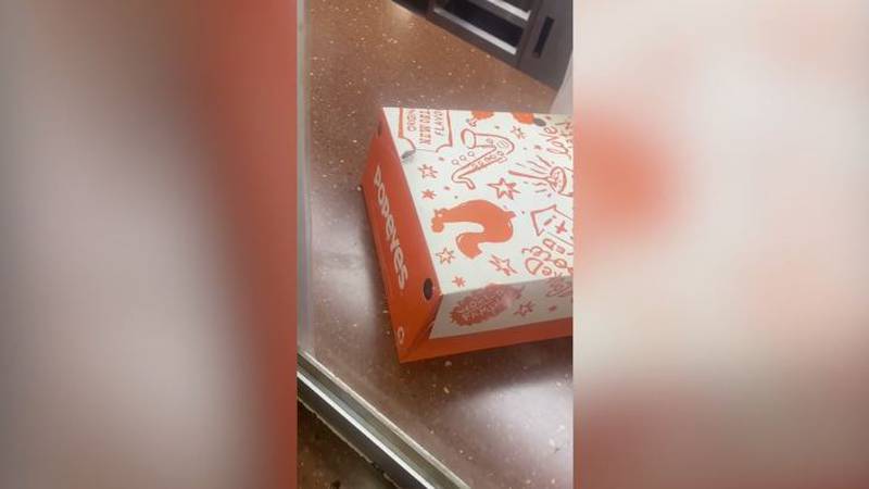A DoorDash driver waiting for an order to be completed at a Popeyes in Detroit says she noticed...
