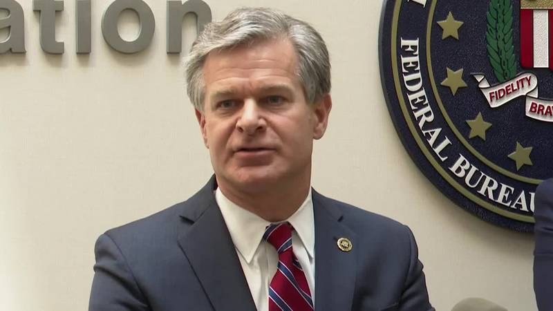 FBI Director Christopher Wray was in Omaha, Neb., on Wednesday, Aug. 10, 2022.