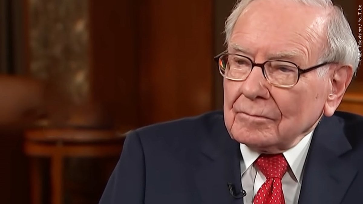 Berkshire Hathaway CEO Warren Buffett sits during an interview on Feb. 24, 2020. An auctioned...