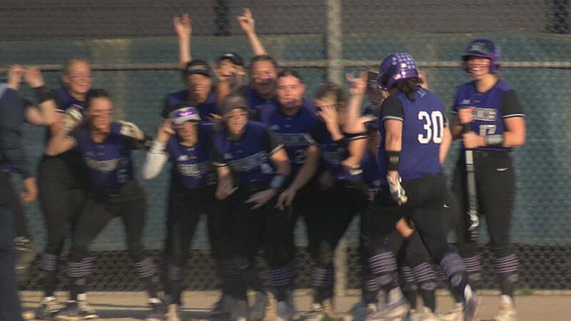 Leo's Anna Woods celebrates after smashing a home run in sectional win.
