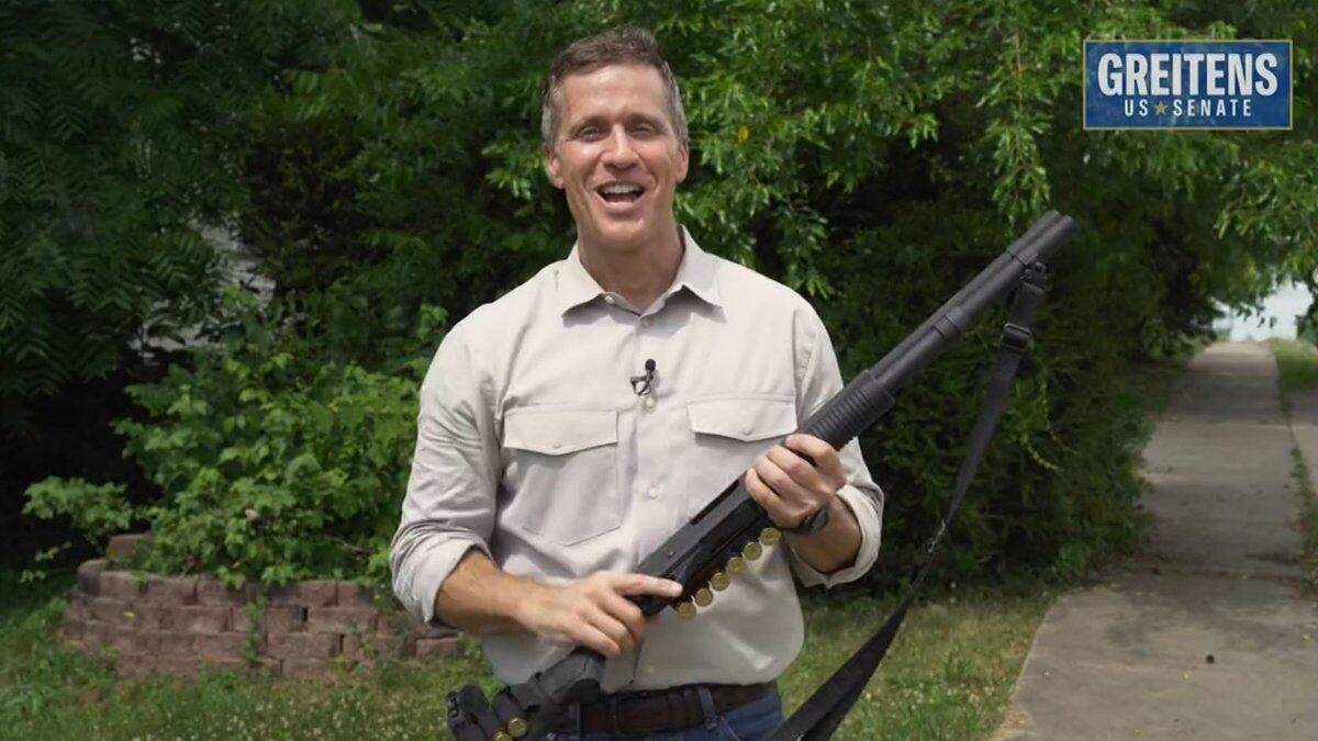 This still image is taken from Eric Greitens’ campaign commercial in which he said he’s hunting...