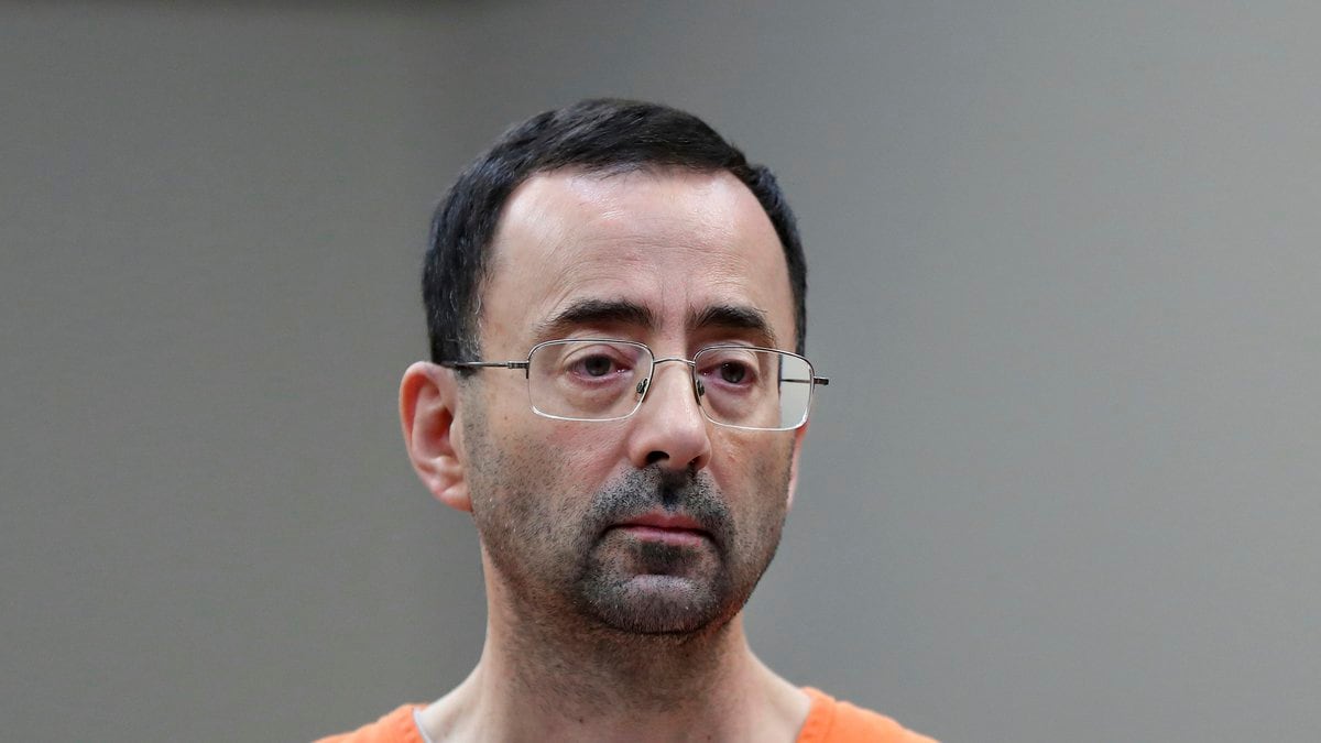 Dr. Larry Nassar appears in court for a plea hearing on Nov. 22, 2017, in Lansing, Mich.