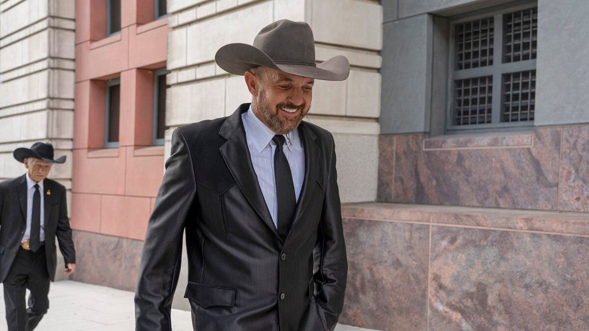 Otero County Commissioner Couy Griffin arrives at Federal Court in Washington, Friday, June 17,...