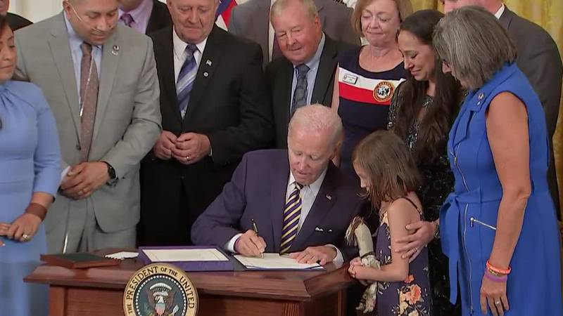 President Biden signed a bill expanding health care benefits for veterans exposed to toxic burn...