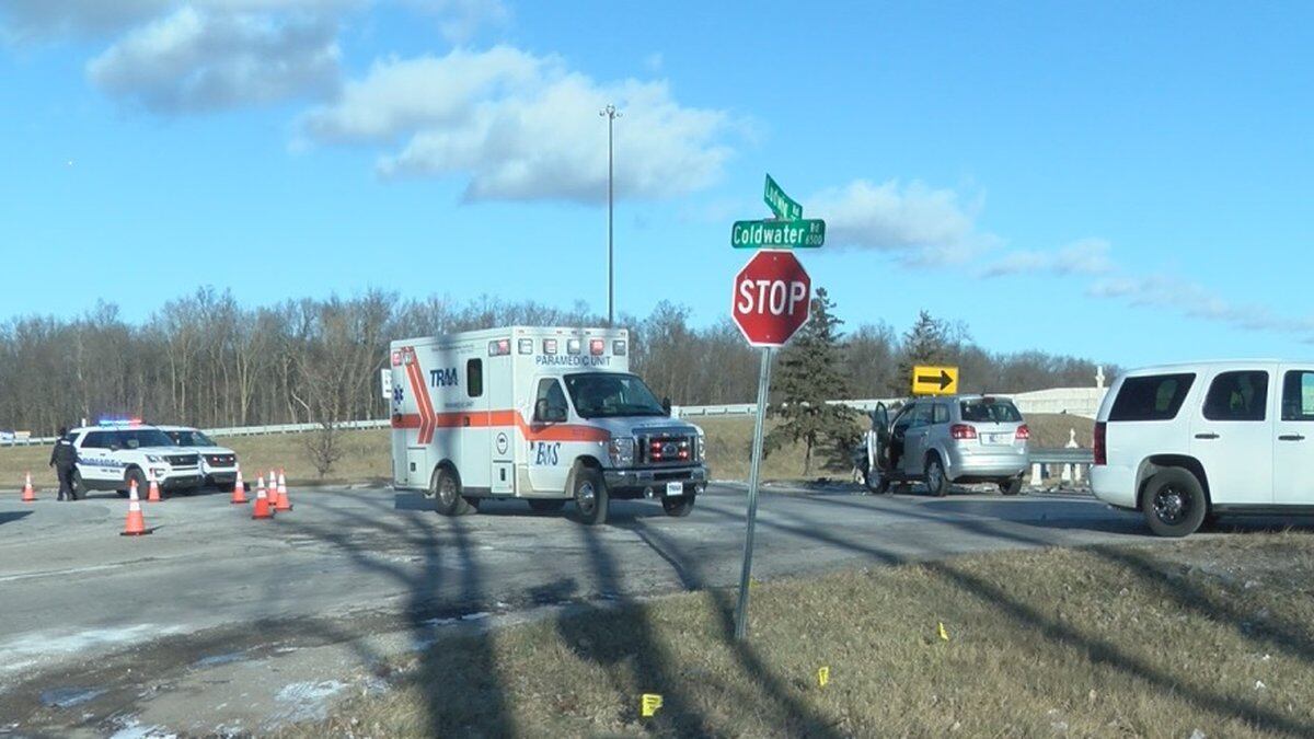 Emergency crews were at the scene of a crash at Coldwater and Ludwig roads Monday, January 11,...