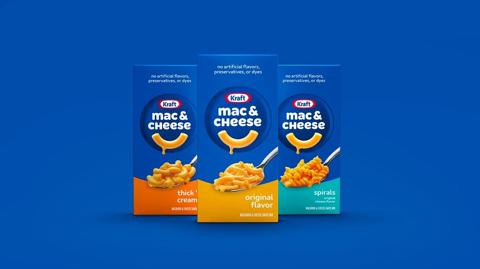 The new Kraft Mac & Cheese boxes have a refreshed logo that the company says highlights the...